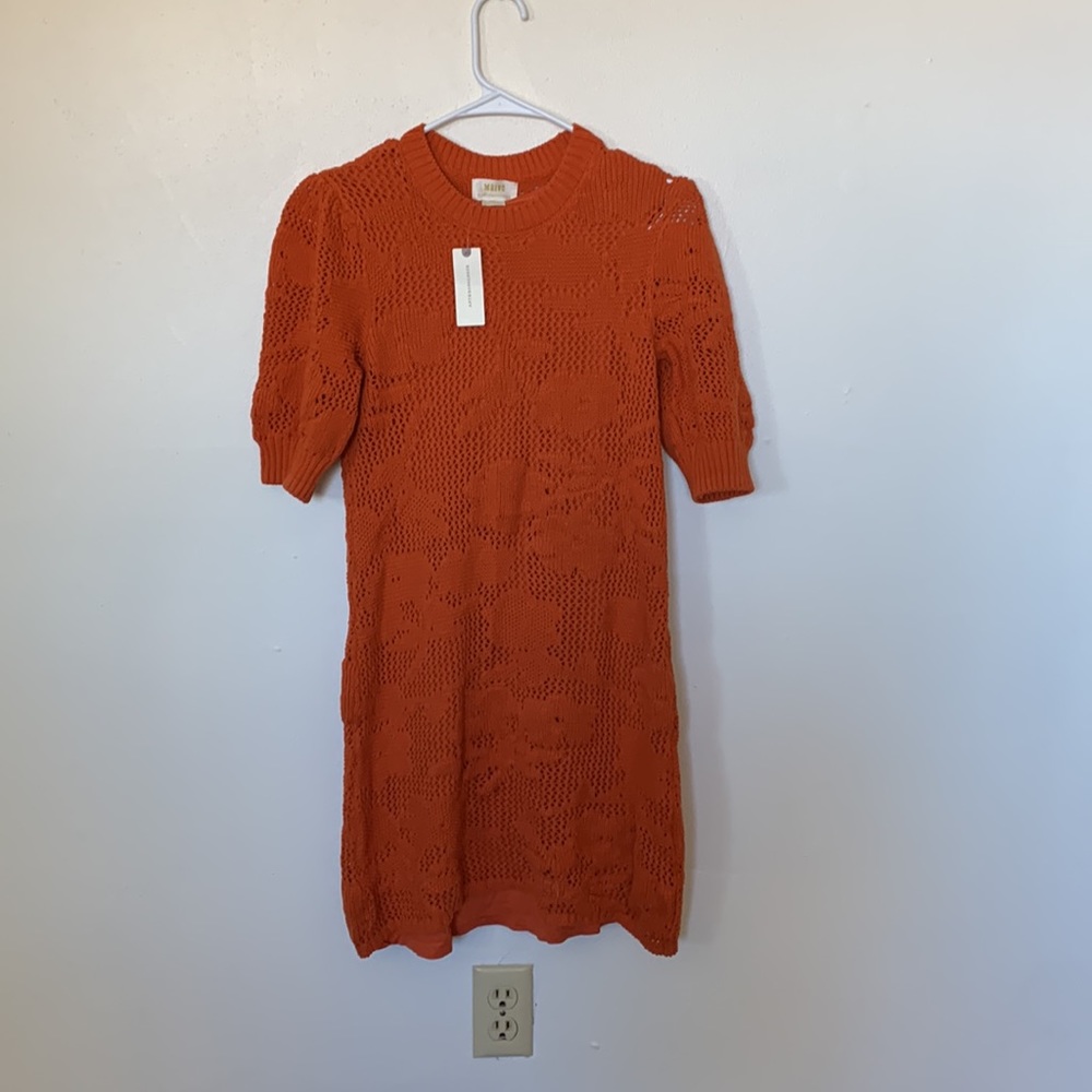 Anthropologie Maeve Pointelle Knit Mini Dress Small